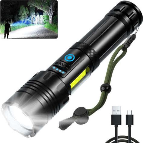AXRUNZE Rechargeable Flashlights High Lumens, 100000 Lumen Super Bright LED Tactical Flashlight High Power Waterproof with 3 Modes for Flashlight Camping, Hunting and Emergencies 2 PCS. . Camelliator flashlight